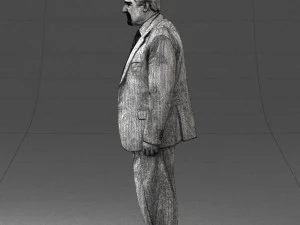 man with beard in silver suit 0389 3D Model