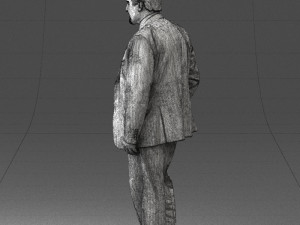 man with beard in silver suit 0389 Modello 3D