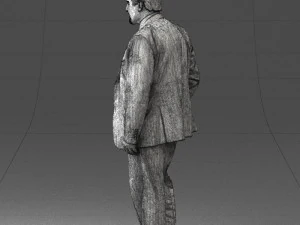 man with beard in silver suit 0389 3D Model