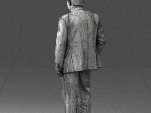 man with beard in silver suit 0389 3D Model