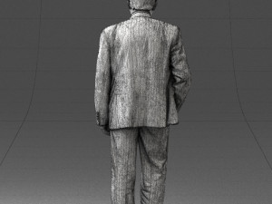 man with beard in silver suit 0389 Modello 3D