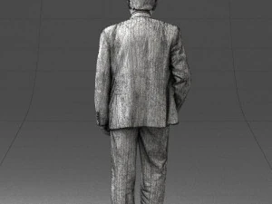 man with beard in silver suit 0389 3D Model