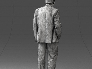man with beard in silver suit 0389 Modello 3D