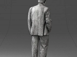 man with beard in silver suit 0389 3D Model