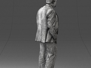 man with beard in silver suit 0389 Modello 3D