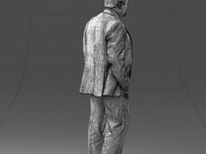 man with beard in silver suit 0389 3D Model