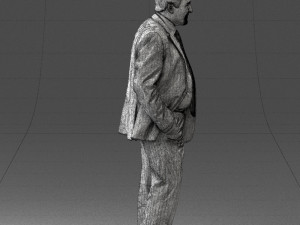 man with beard in silver suit 0389 Modello 3D