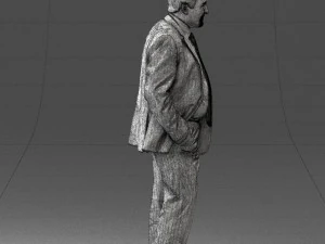 man with beard in silver suit 0389 3D Model