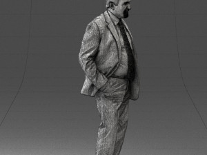 man with beard in silver suit 0389 Modello 3D