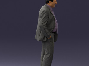 man with beard in silver suit 0389 3d print ready 3D Принт Модель