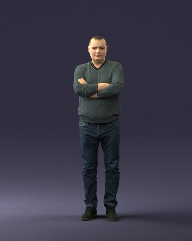 pot bellied man in sweater 0386 3D Model .c4d .max .obj .3ds .fbx .stl .blend