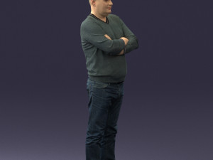 pot bellied man in sweater 0386 3D Model