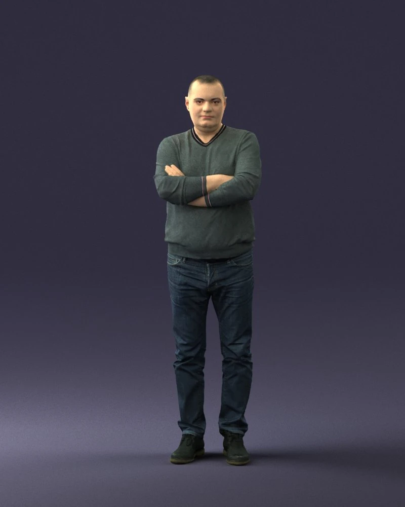 pot bellied man in sweater 0386 3d print ready 3D Print Model .c4d .max .obj .3ds .fbx .stl .blend 