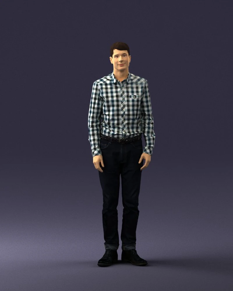 man in plaid shirt 0385 3D Model .c4d .max .obj .3ds .fbx .stl .blend 