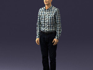 man in plaid shirt 0385 3D Модель