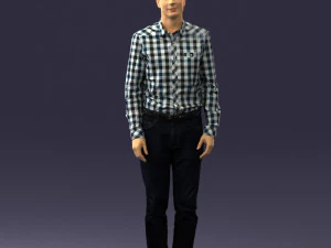 격자 무늬 셔츠를 입은 남자 0385 3d 인쇄 준비 3D 프린트 모델