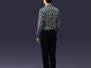 man in plaid shirt 0385 3d print ready Model Cetak 3D