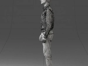 man in plaid shirt 0385 3d print ready 3D Print Model