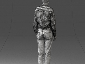 man in plaid shirt 0385 3d print ready Model Cetak 3D