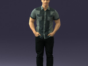 young man in shiny trousers 0384 3D Model