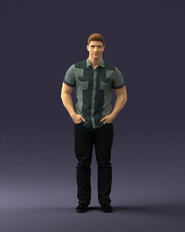 young man in shiny trousers 0384 3d print ready Modello di stampa 3D .c4d .max .obj .3ds .fbx .stl .blend 