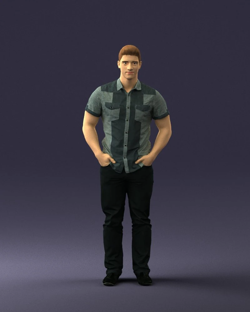 young man in shiny trousers 0384 3d print ready 3D Print Model .c4d .max .obj .3ds .fbx .stl .blend 