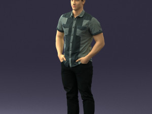 young man in shiny trousers 0384 3d print ready Modello di stampa 3D