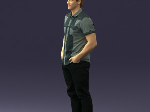 young man in shiny trousers 0384 3d print ready Modello di stampa 3D