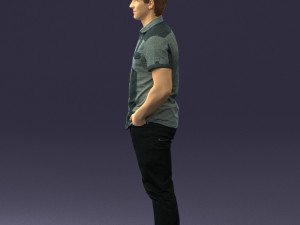 young man in shiny trousers 0384 3d print ready Modello di stampa 3D