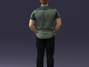 young man in shiny trousers 0384 3d print ready Modello di stampa 3D