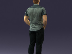 young man in shiny trousers 0384 3d print ready Modello di stampa 3D