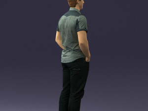 young man in shiny trousers 0384 3d print ready Modello di stampa 3D