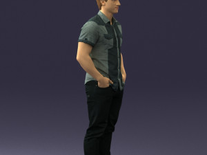 young man in shiny trousers 0384 3d print ready Modello di stampa 3D