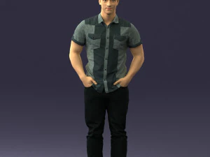 young man in shiny trousers 0384 3d print ready 3D Print Model