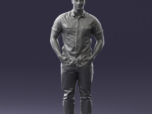 young man in shiny trousers 0384 3d print ready Modello di stampa 3D