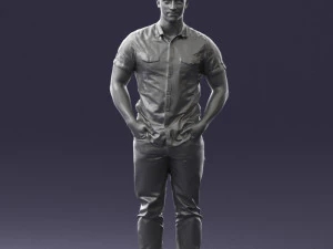 young man in shiny trousers 0384 3d print ready 3D Print Model