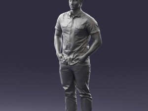 young man in shiny trousers 0384 3d print ready Modello di stampa 3D