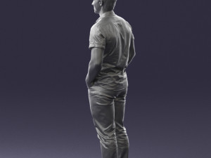 young man in shiny trousers 0384 3d print ready Modello di stampa 3D