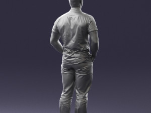 young man in shiny trousers 0384 3d print ready Modello di stampa 3D