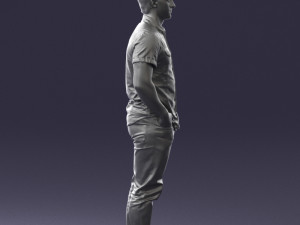 young man in shiny trousers 0384 3d print ready Modello di stampa 3D