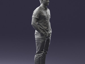 young man in shiny trousers 0384 3d print ready Modello di stampa 3D