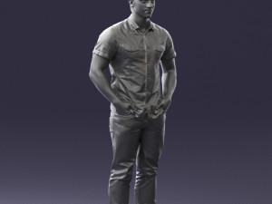 young man in shiny trousers 0384 3d print ready Modello di stampa 3D