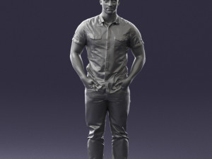 young man in shiny trousers 0384 3d print ready Modello di stampa 3D
