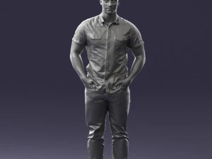 young man in shiny trousers 0384 3d print ready 3D Print Model