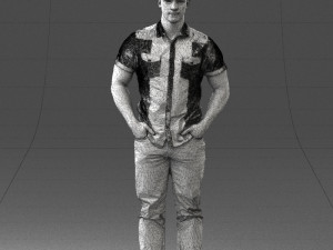 young man in shiny trousers 0384 3d print ready Modello di stampa 3D