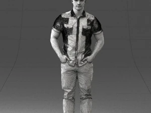 young man in shiny trousers 0384 3d print ready 3D Print Model