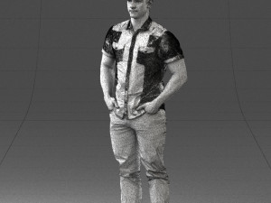 young man in shiny trousers 0384 3d print ready Modello di stampa 3D