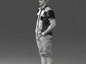 young man in shiny trousers 0384 3d print ready Modello di stampa 3D
