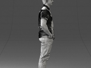 young man in shiny trousers 0384 3d print ready Modello di stampa 3D