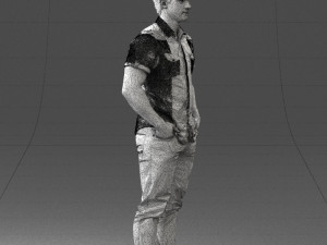 young man in shiny trousers 0384 3d print ready Modello di stampa 3D